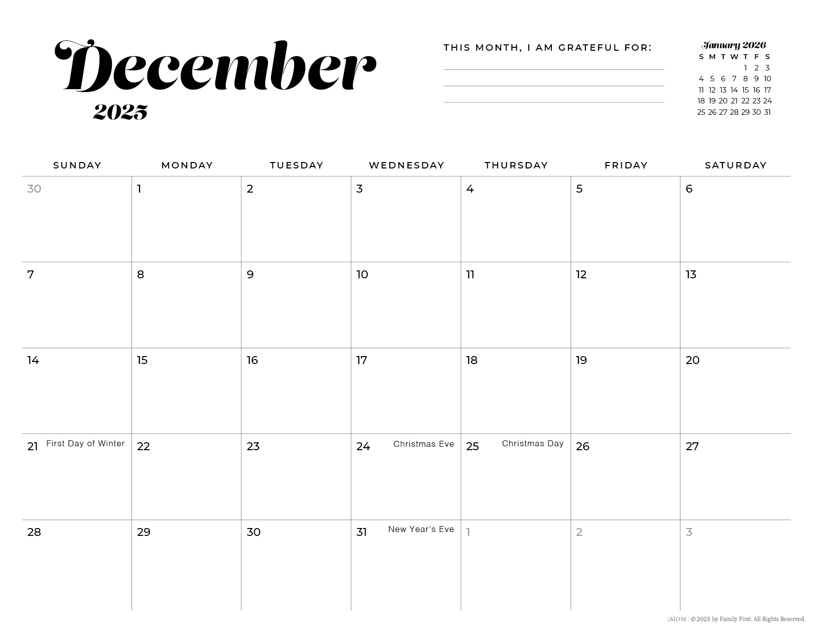 2025 Printable Calendars: Free Printable Calendar Designs - Imom intended for Imom Printable Calendar December 2025