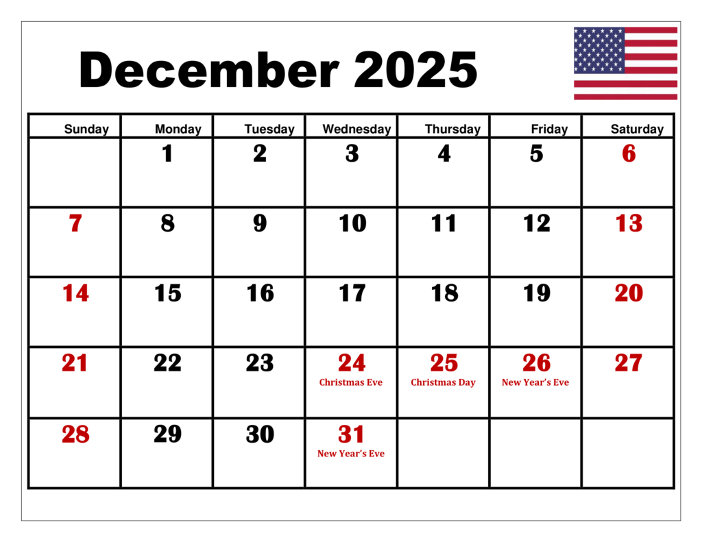 December 2025 Calendar Printable Pdf Template With Holidays intended for December 2025 Holiday Calendar Printable