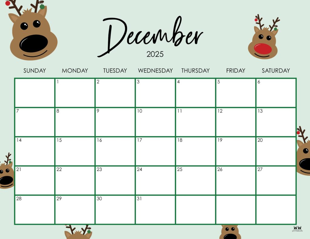 December 2025 Calendars - 107 Free Printables | Printabulls inside Cute December 2025 Printable Calendar