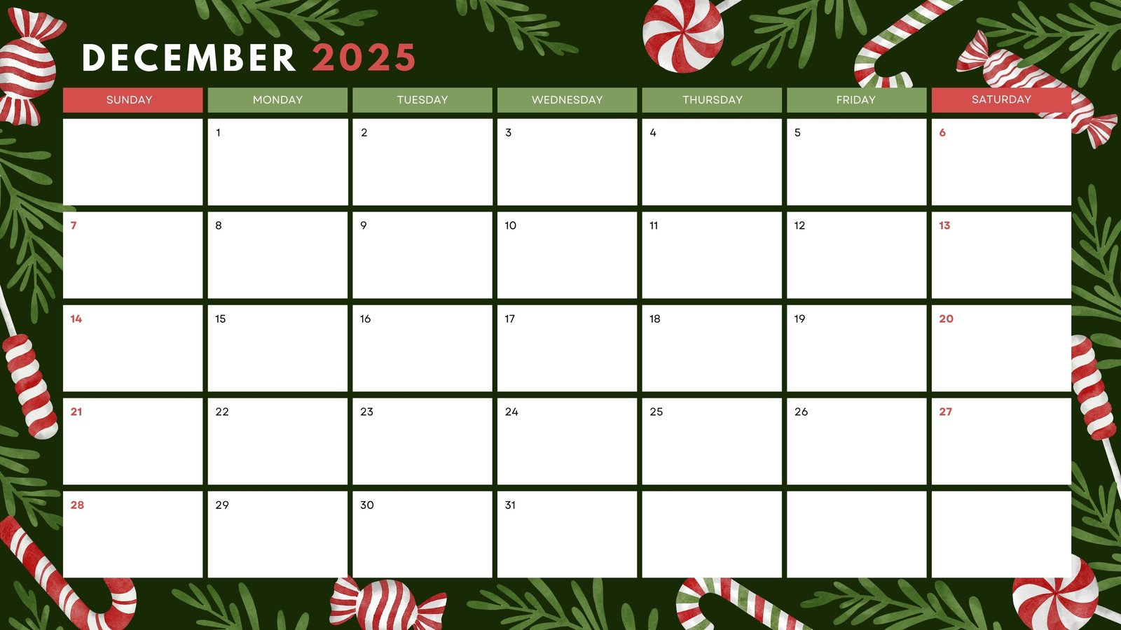 Free, Printable December 2025 Calendar Templates | Canva in Calendar 2025 December Printable