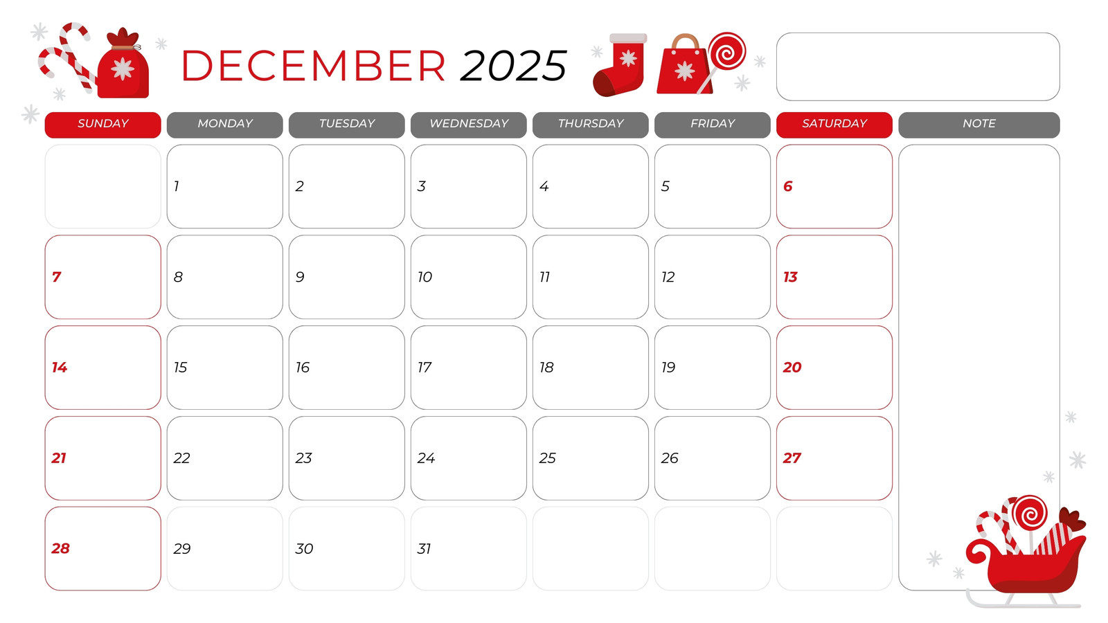 Free, Printable December 2025 Calendar Templates | Canva inside Printable December 2025 Christmas Calendar