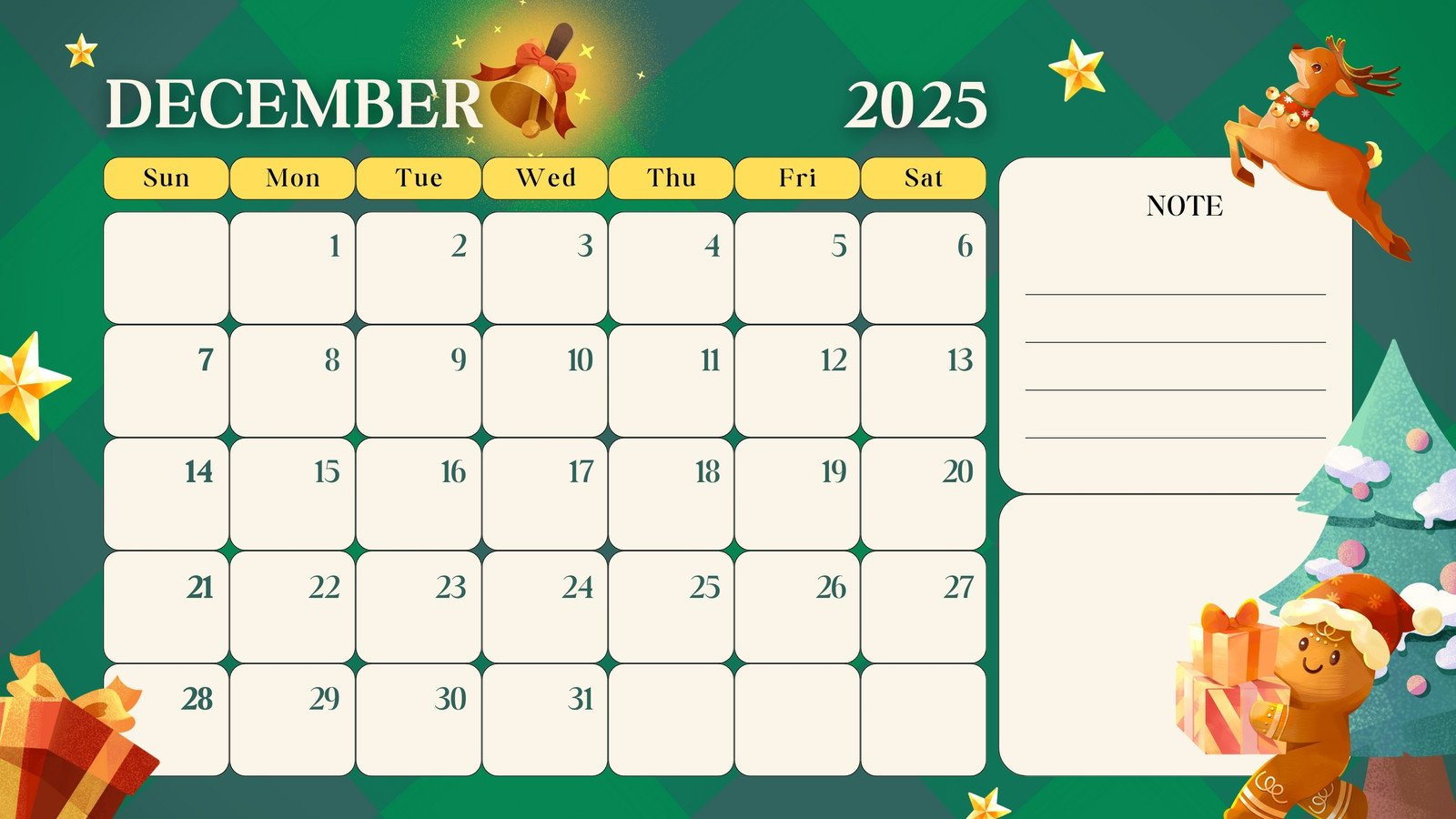 Free, Printable December 2025 Calendar Templates | Canva pertaining to Large Printable Calendar December 2025