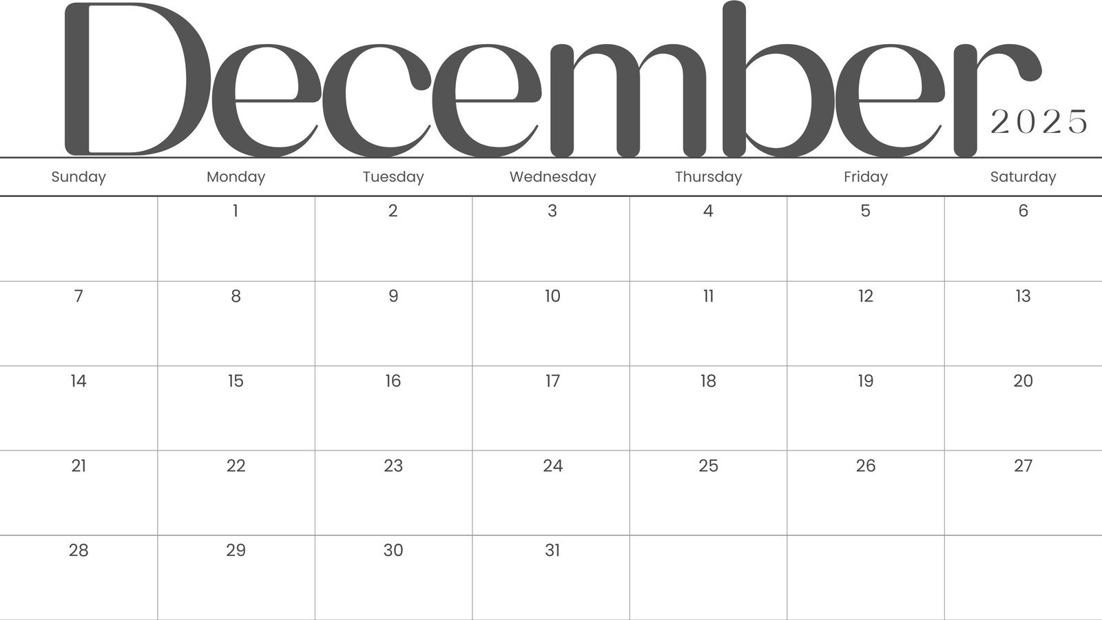Free, Printable December 2025 Calendar Templates | Canva throughout December Monthly Calendar 2025 Printable