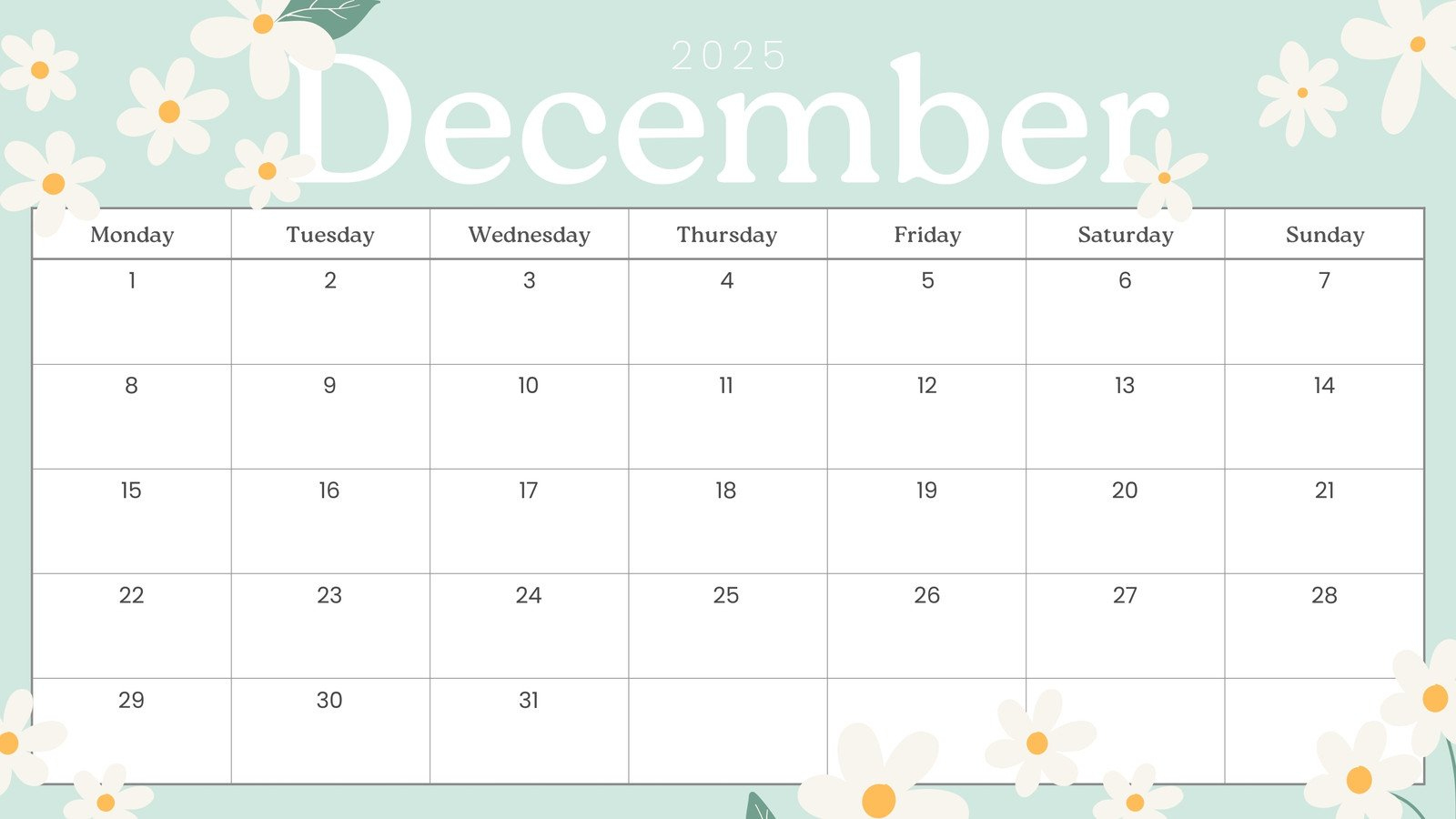 Free, Printable December 2025 Calendar Templates | Canva with Small December 2025 Calendar Printable